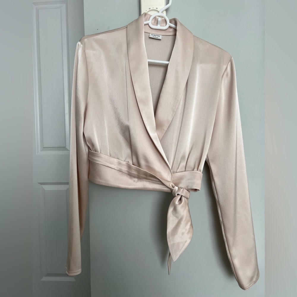 Babaton Cream Wrap Blouse